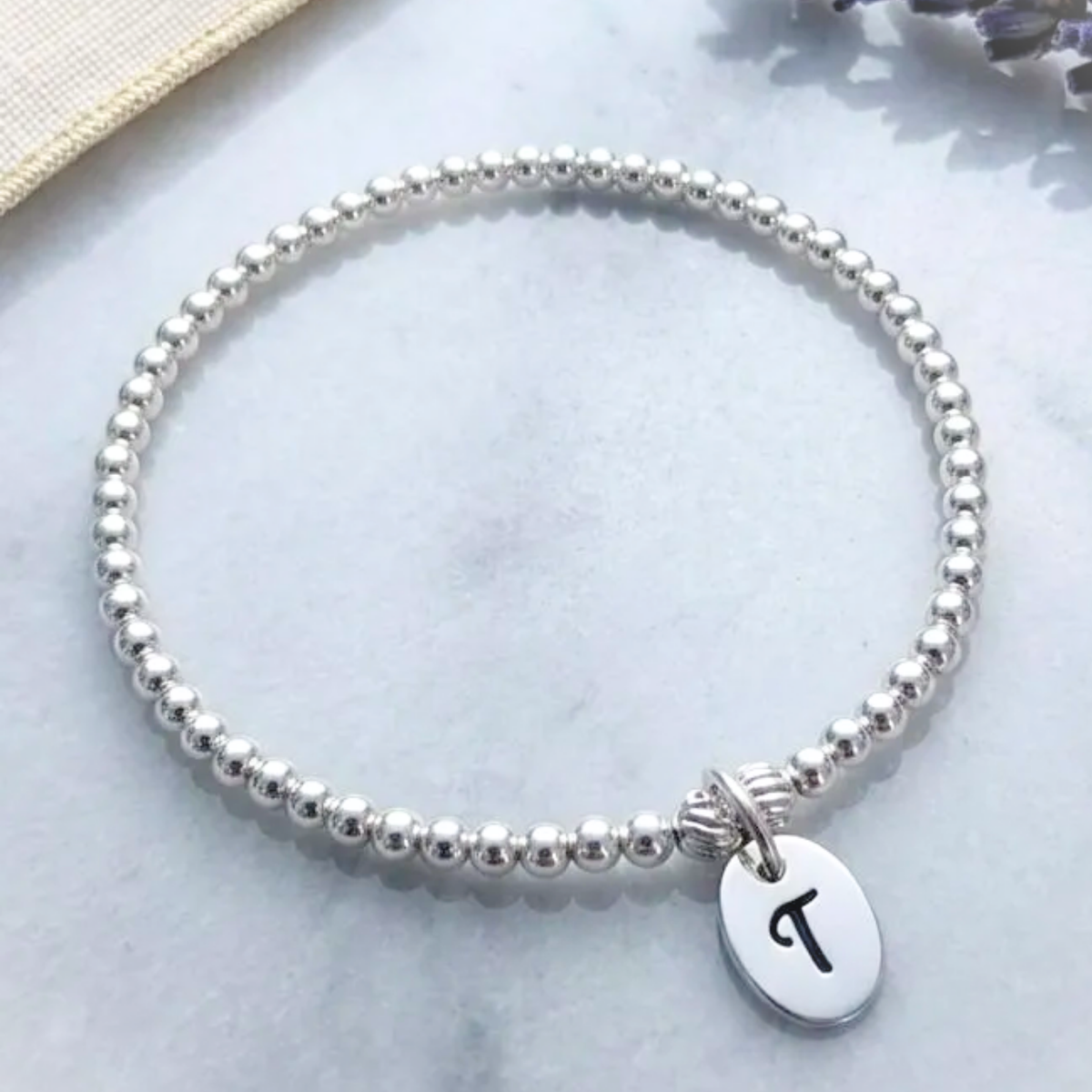 Personalised Silver Engraved Initial Charm Bracelet