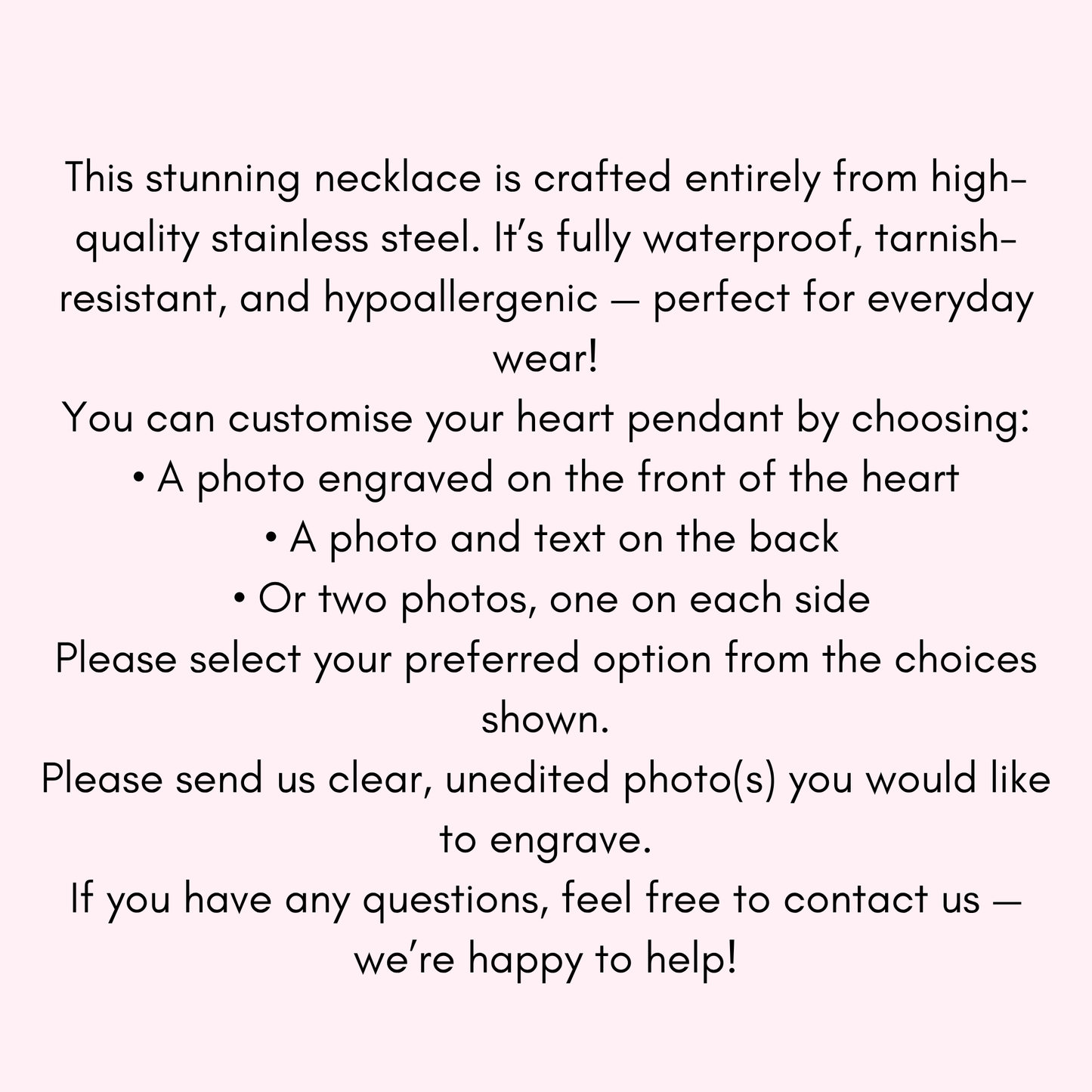 Engraved Photo Heart Necklace