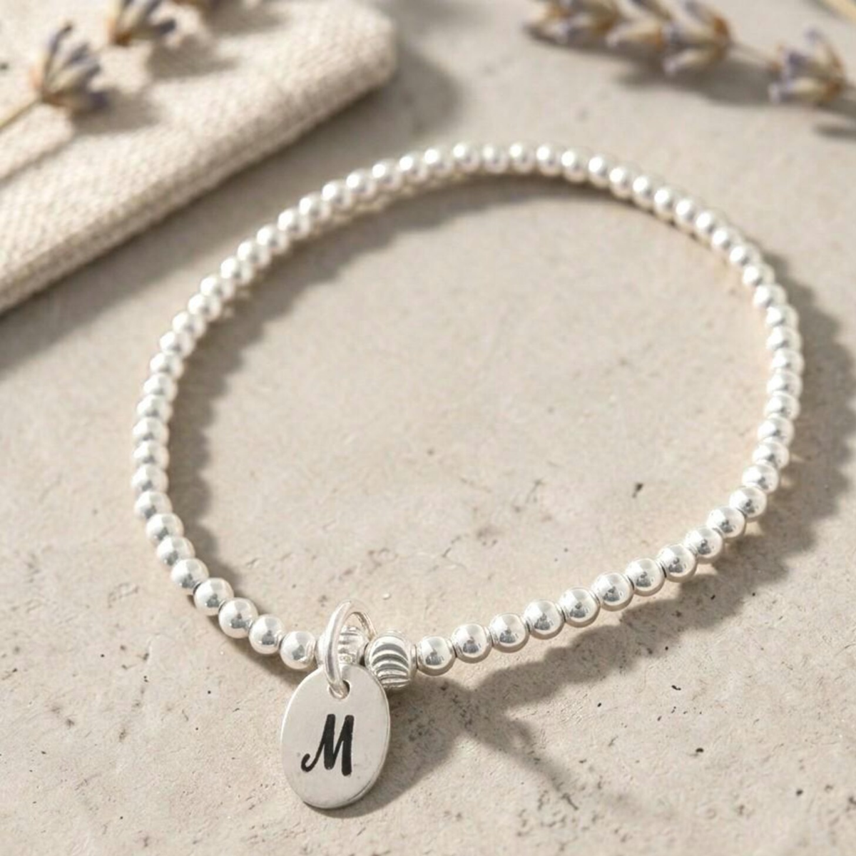 Personalised Silver Engraved Initial Charm Bracelet