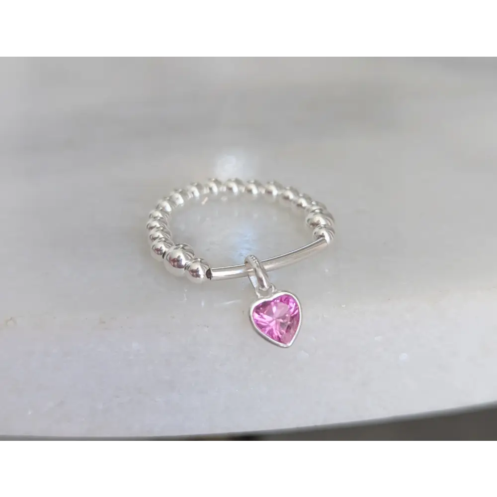 Heart Cubic Zirconia Charm Ring - ring