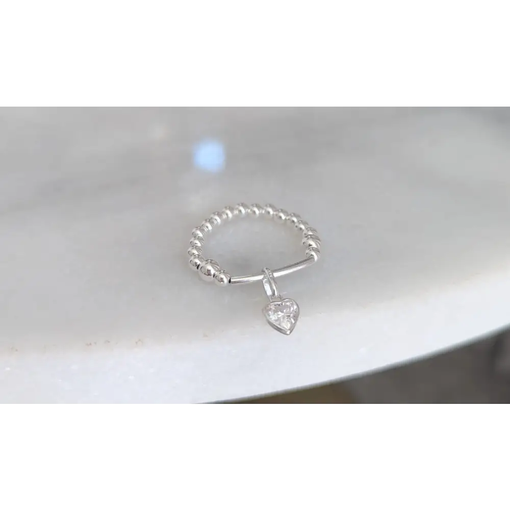 Heart Cubic Zirconia Charm Ring - ring