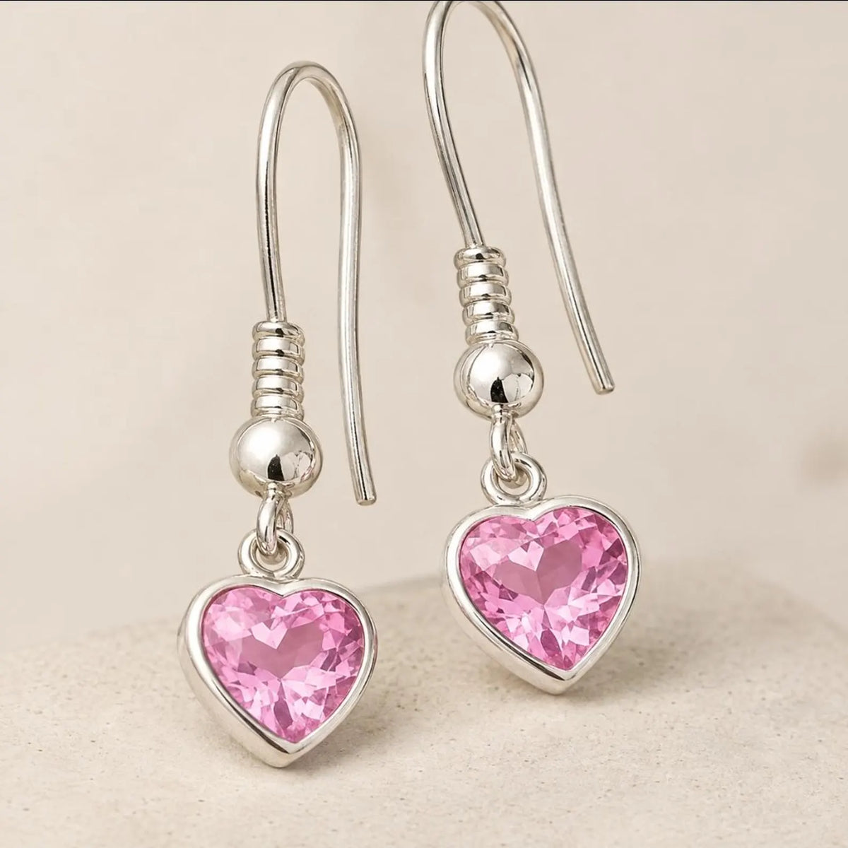 October Heart Tourmaline Birthstone Earrings