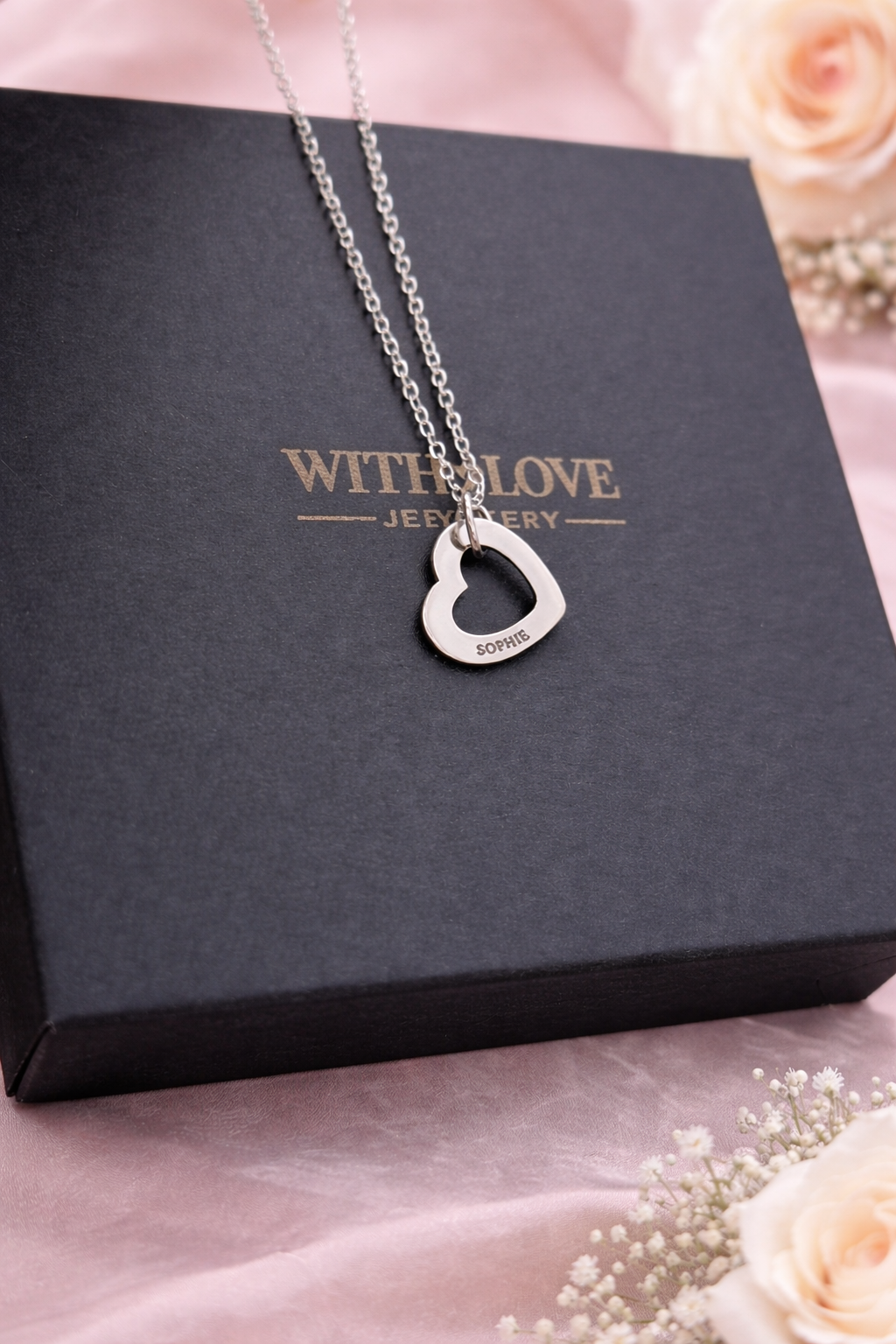 Personalised Name Heart Charm Necklace