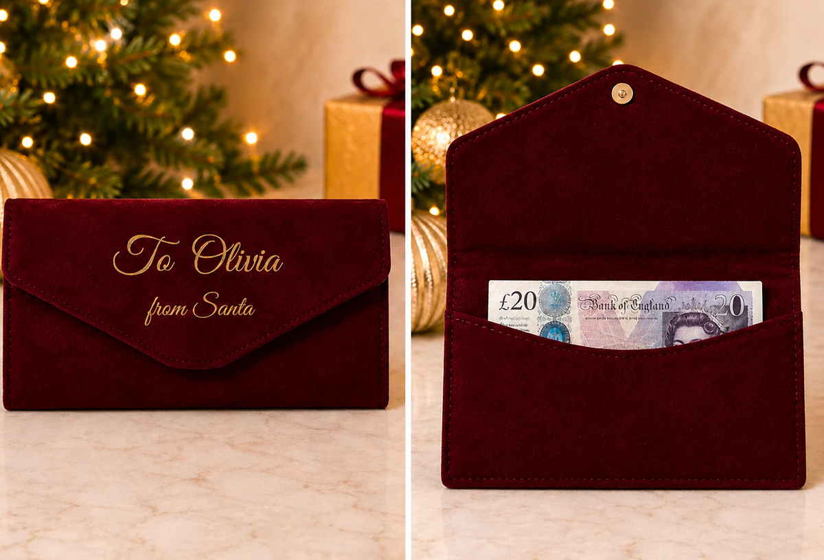 Personalised Velvet Christmas Money Envelope