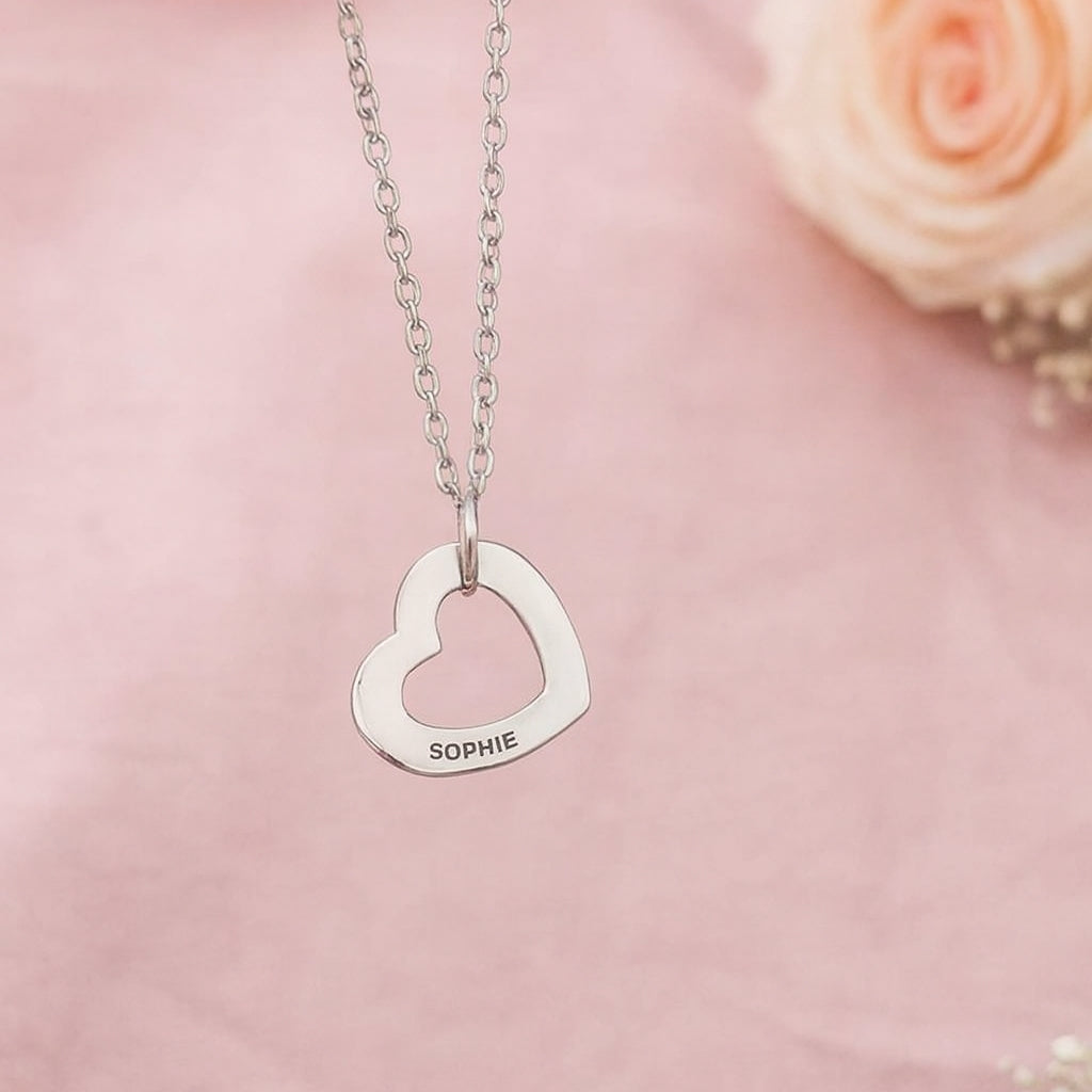 Personalised Name Heart Charm Necklace