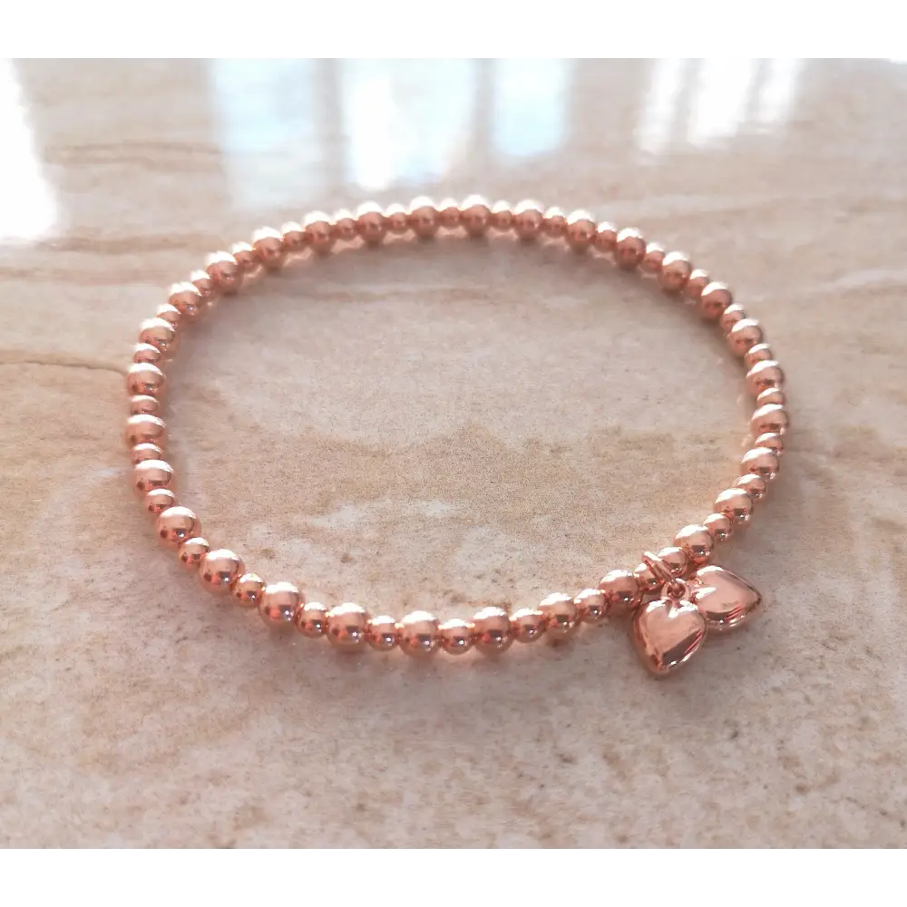 Rose Gold Hearts Bracelet With Love Jewellery UK
