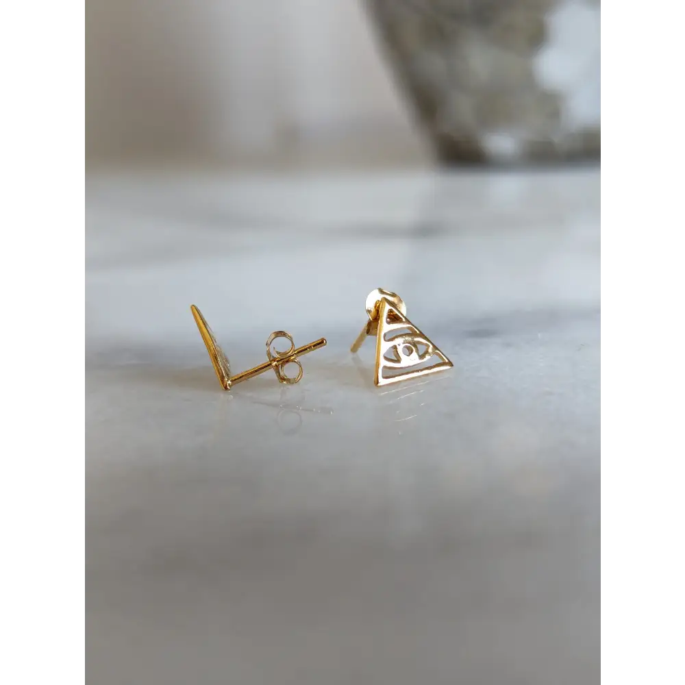 Sterling Silver 24K Gold Vermeil Evil Eye Stud Earrings With Love Jewellery UK