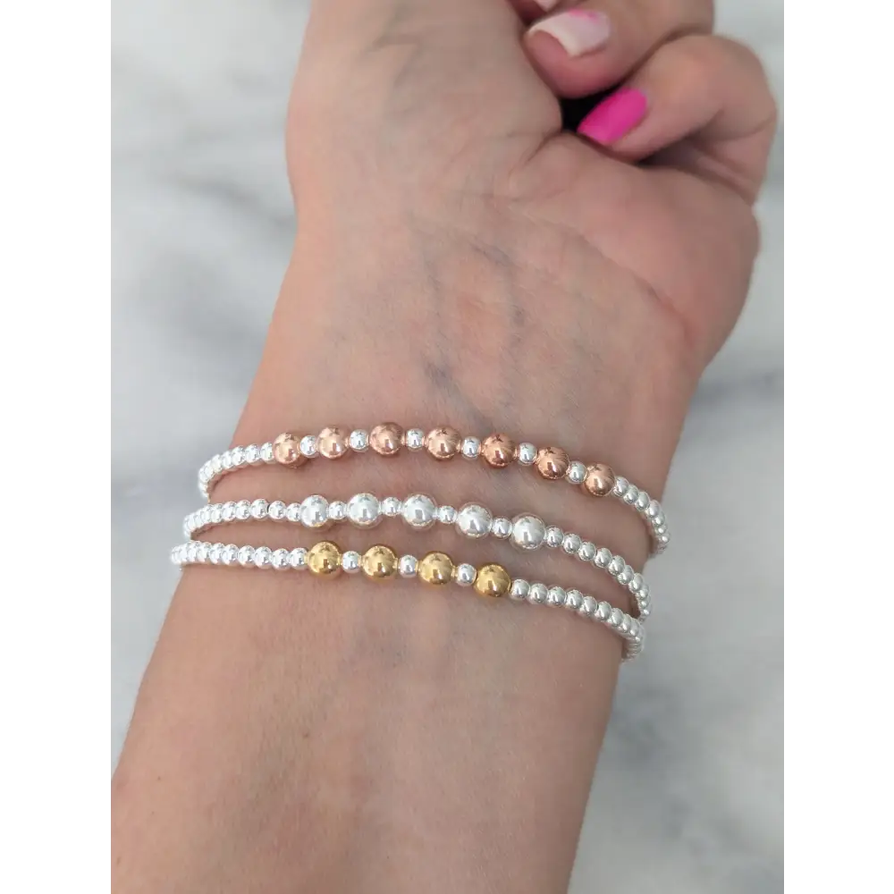 Sterling Silver Beaded Birthday Bracelet (20th 30th 40th 50th 60th 70th 80th or 90th birthday) - Bracelets