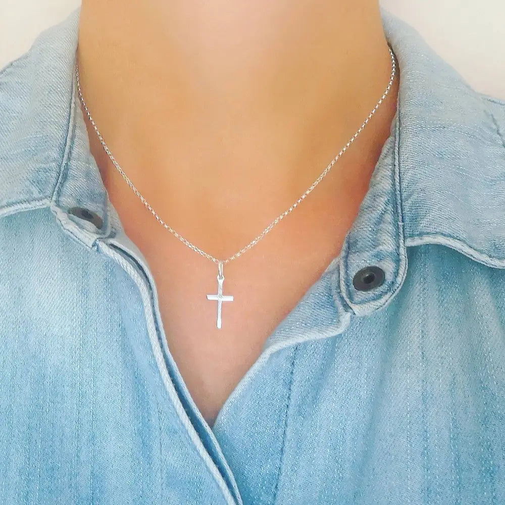 Sterling Silver Cross Necklace With Love Jewellery UK