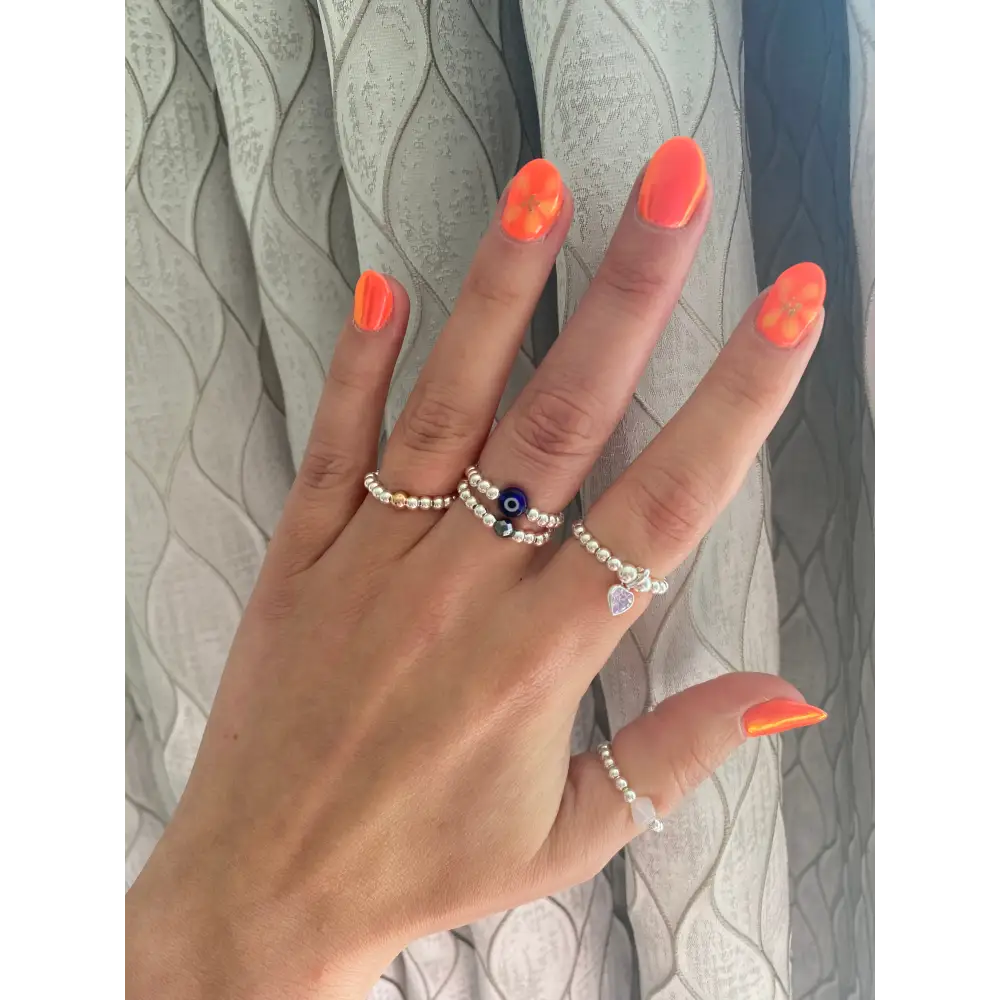 Evil Eye Beaded Stretch Ring - ring