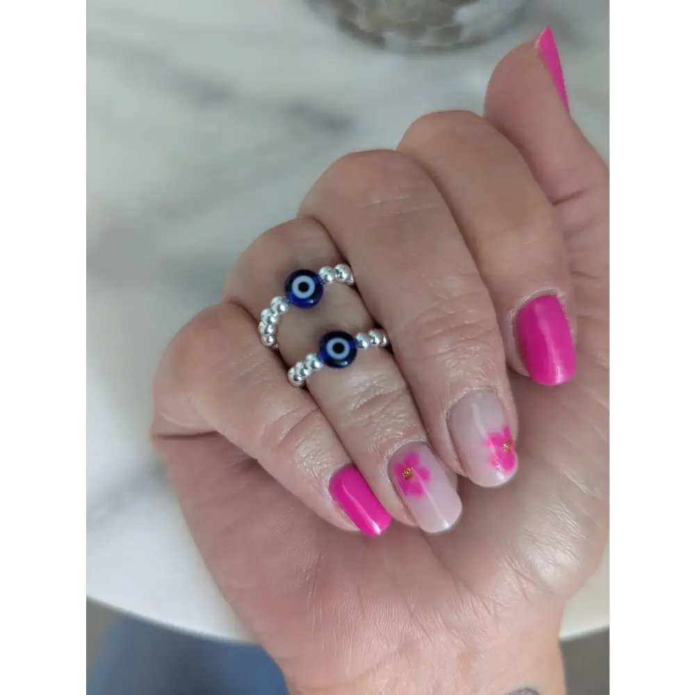 Evil Eye Beaded Stretch Ring - ring