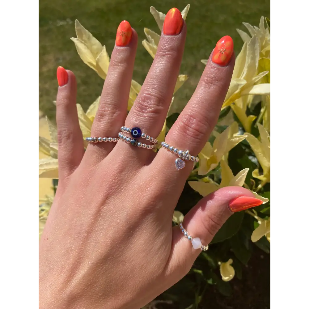 Sterling Silver Rose Quartz Hematite or Rose Gold Vermeil Beaded Ring - ring