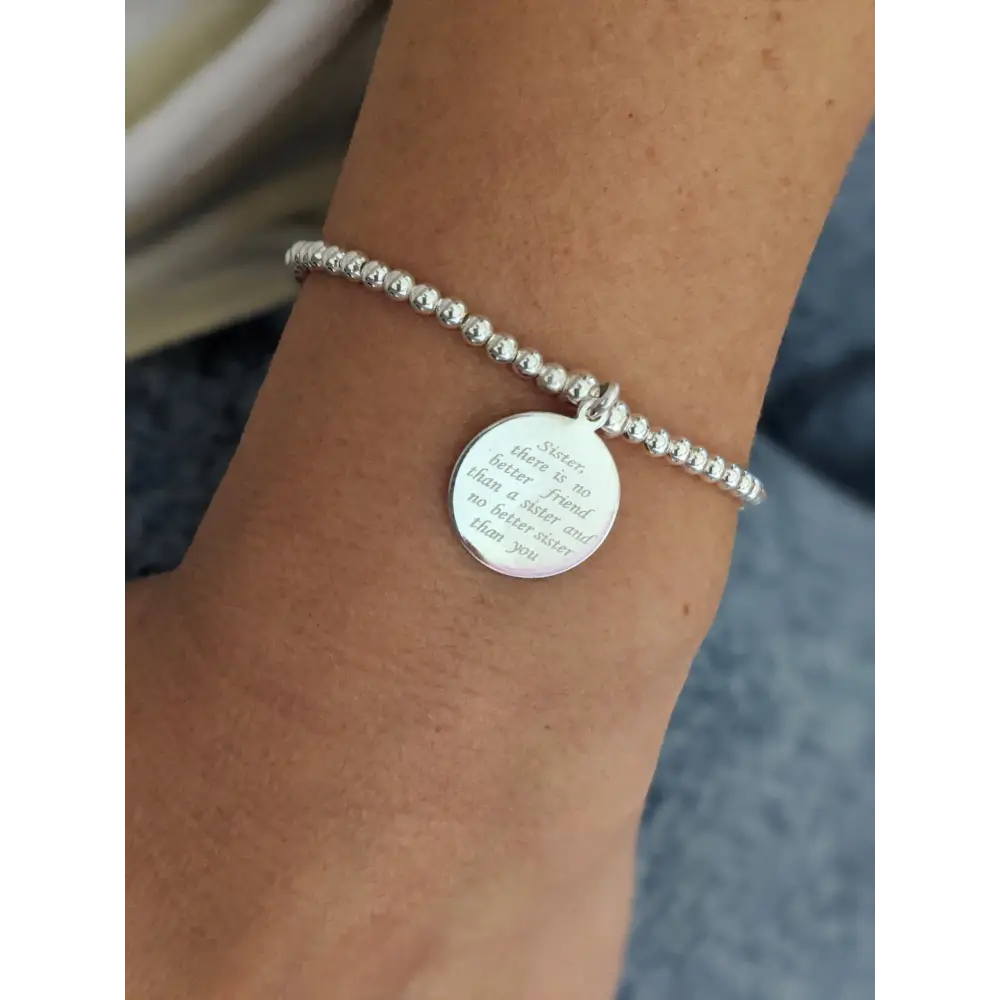 Sterling Silver Sister Bracelet With Love Jewellery UK