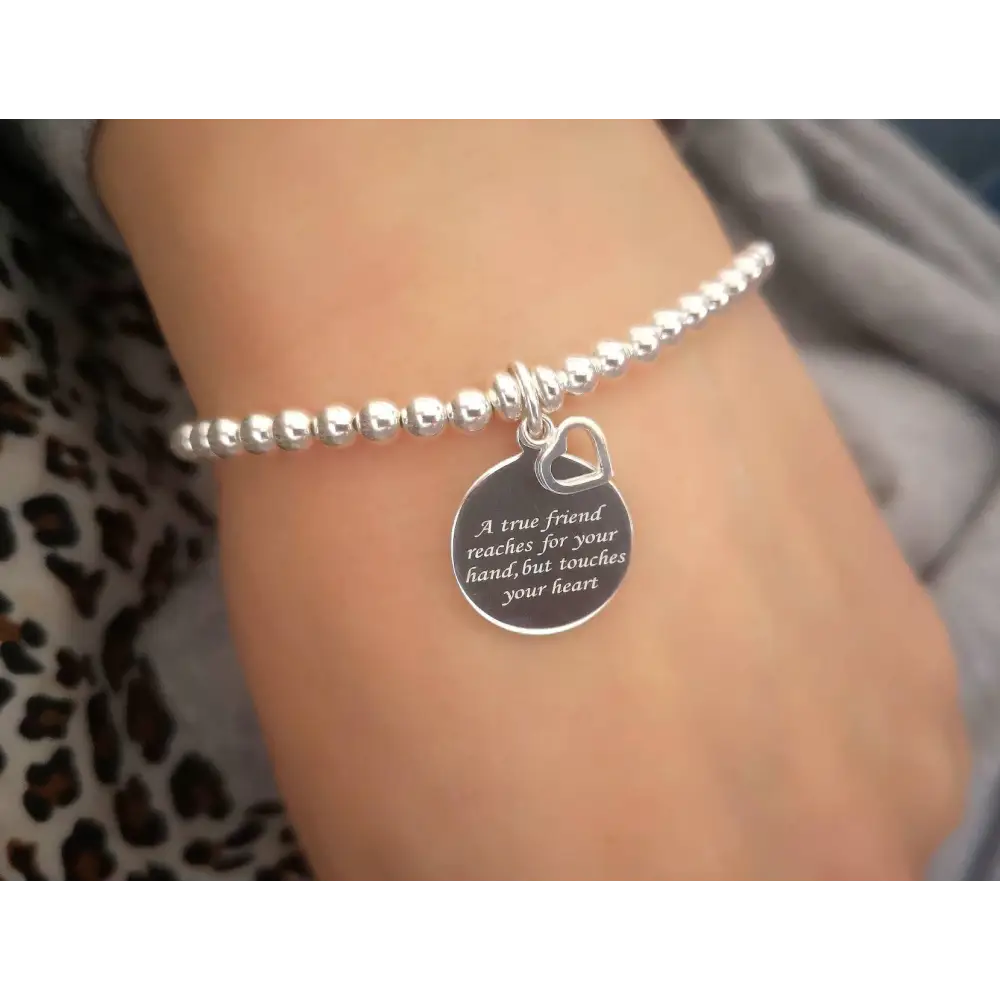 Sterling Silver True Friend Bracelet With Love Jewellery UK