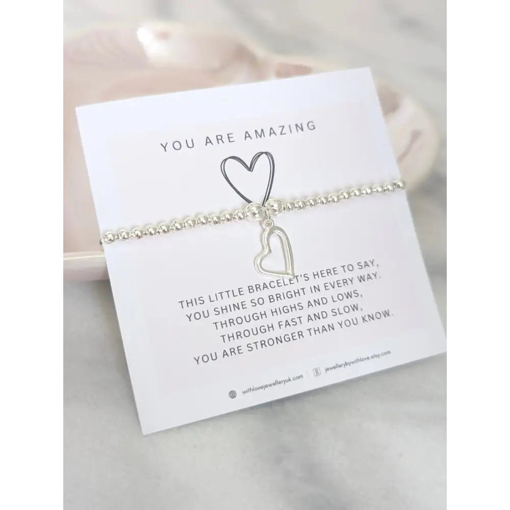 ‘You Are Amazing’ Silver Stretch Beaded Bracelet - Bracelets