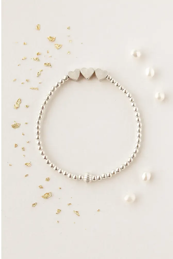 Silver Heart Milestone Birthday Bracelet (20th 30th 40th 50th 60th 70th 80th or 90th birthday) - Bracelets