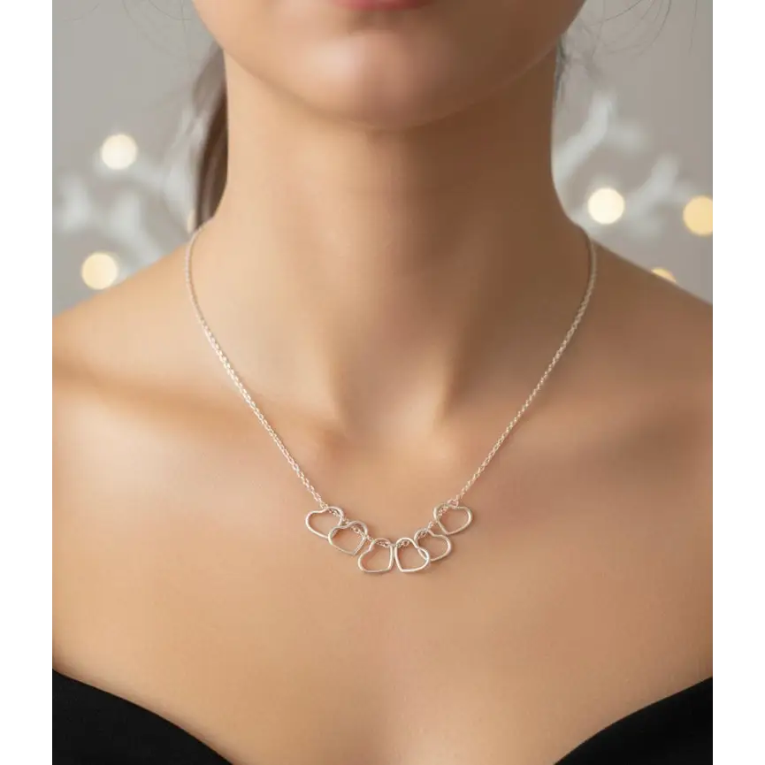 Sterling Silver Hearts Birthday Necklace (20th 30th 40th 50th 60th 70th 80th or 90th Birthday) - necklace
