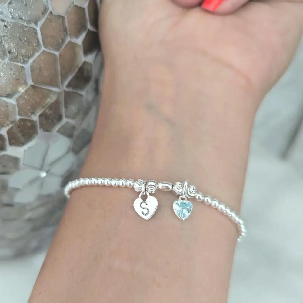 Sterling Silver Initial and Birthstone Family Bracelet - Bracelets