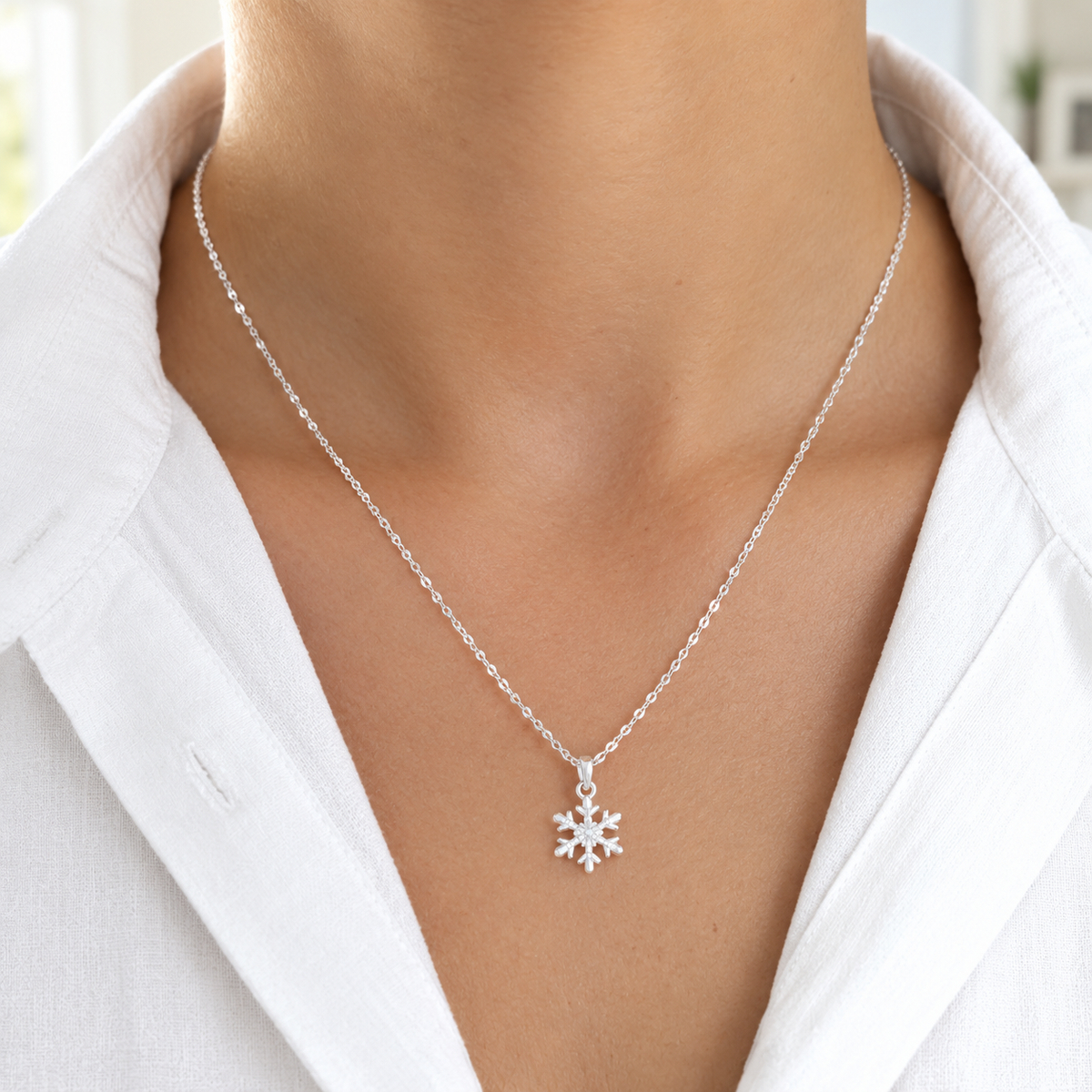 Sterling Silver Christmas Snowflake Necklace