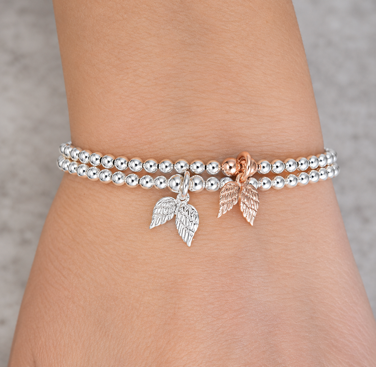 Sterling Silver and Rose Gold Vermeil Angel Wings Bracelet or Anklet
