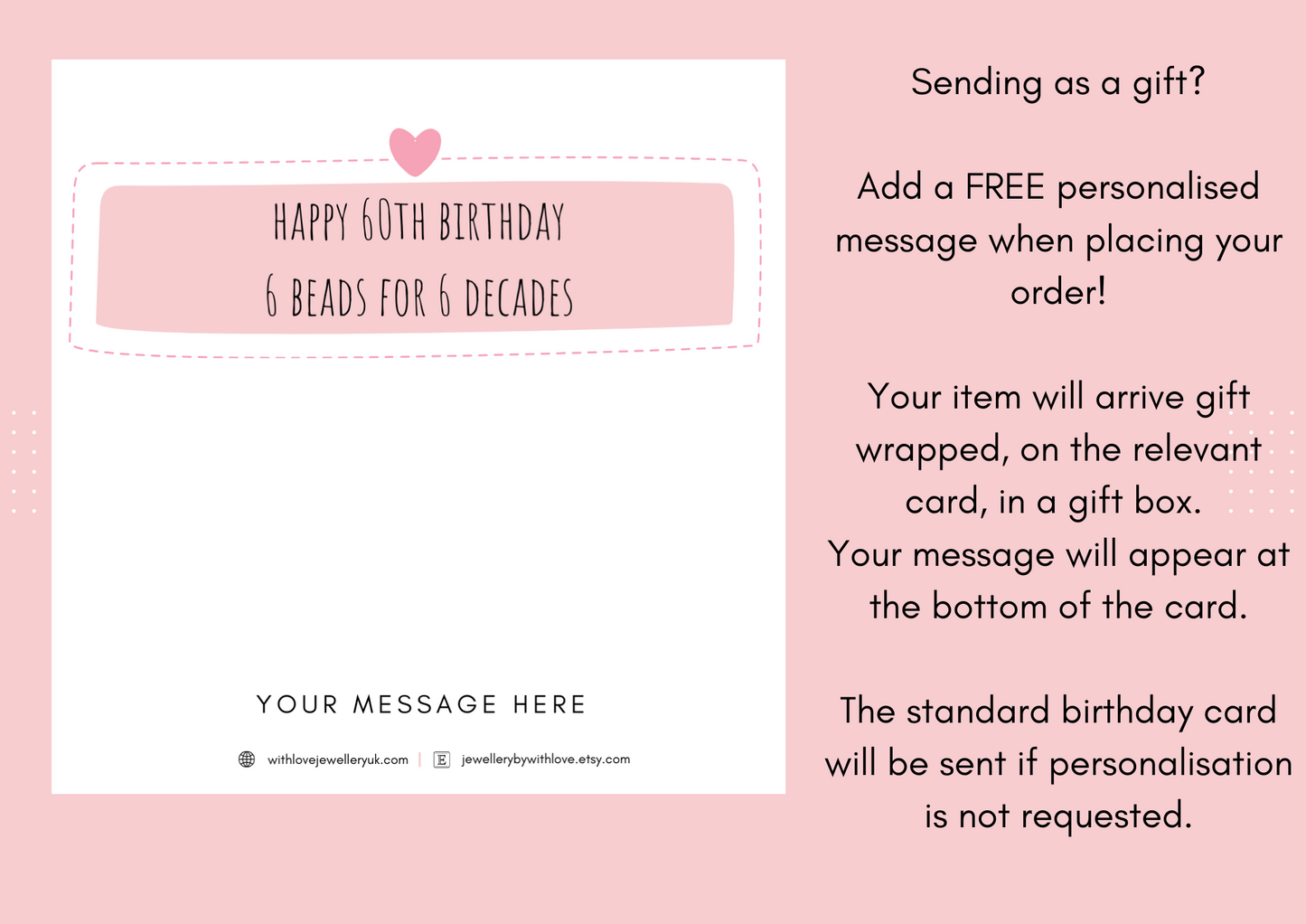 Sterling Silver Beaded Birthday Bracelet (20th, 30th, 40th, 50th, 60th, 70th, 80th or 90th birthday) FREE Personalised Message Card