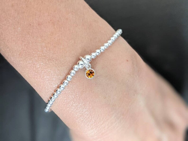 Sterling Silver November Birthday Bracelet (Topaz) With Love Jewellery UK