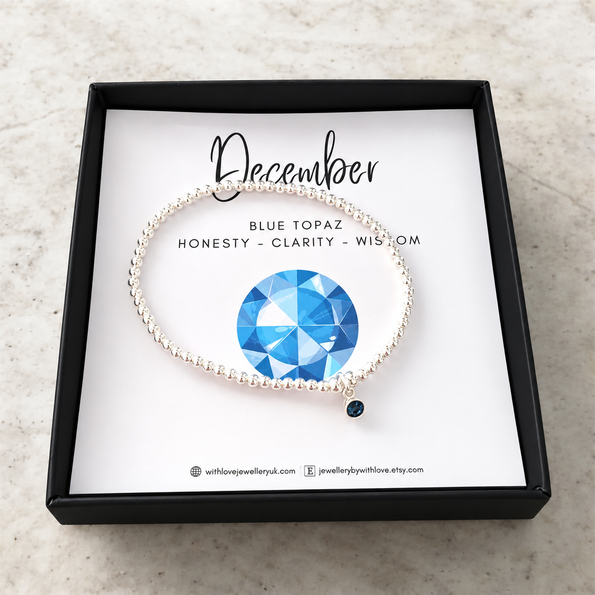 Sterling Silver December Birthstone Bracelet (Blue Topaz)