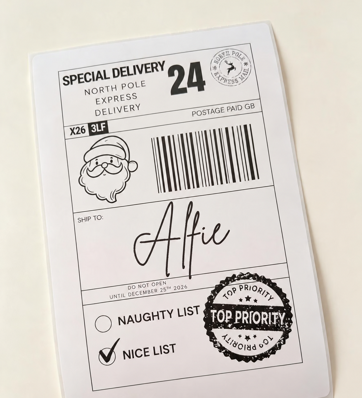 Personalised Christmas Gift Postage Labels