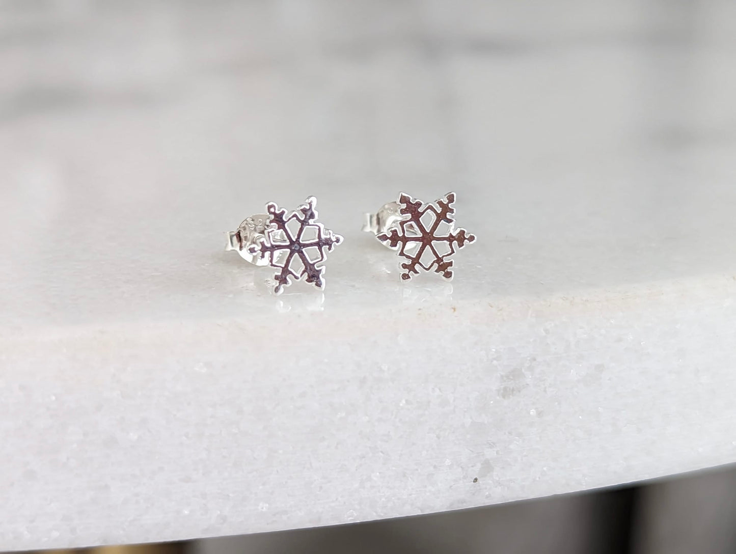 Sterling Silver Snowflake Earrings With Love Jewellery UK