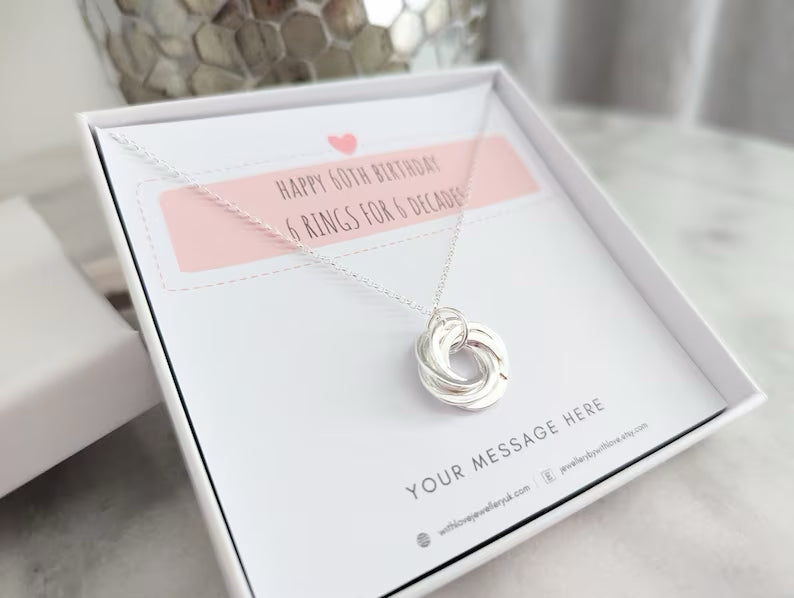 Sterling Silver 60th Birthday Necklace With Love Jewellery UK