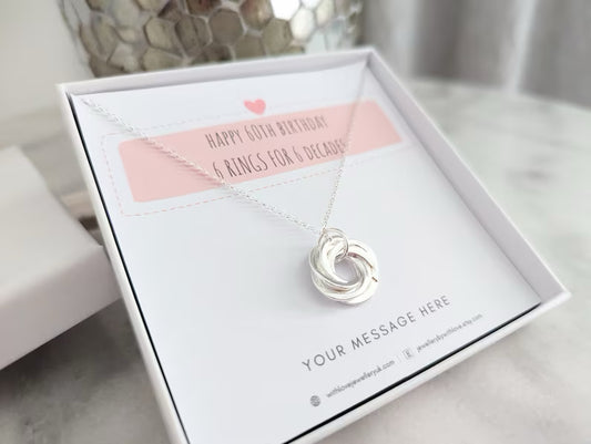Sterling Silver 60th Birthday Necklace | FREE Personalised Gift Card