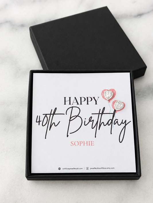 40th Birthday Crystal Heart Earrings
