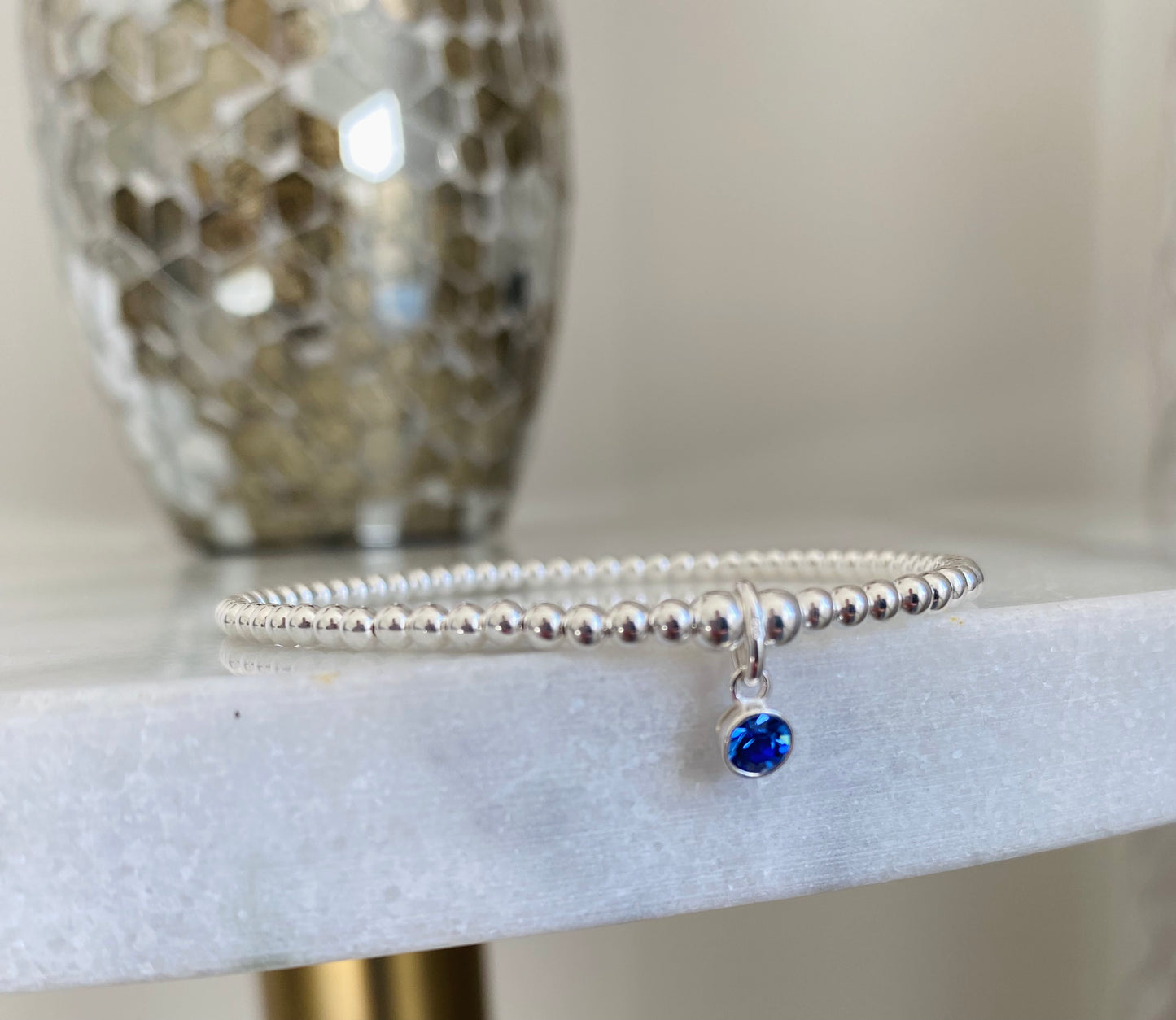 Sterling Silver September Birthday Bracelet (Sapphire) With Love Jewellery UK