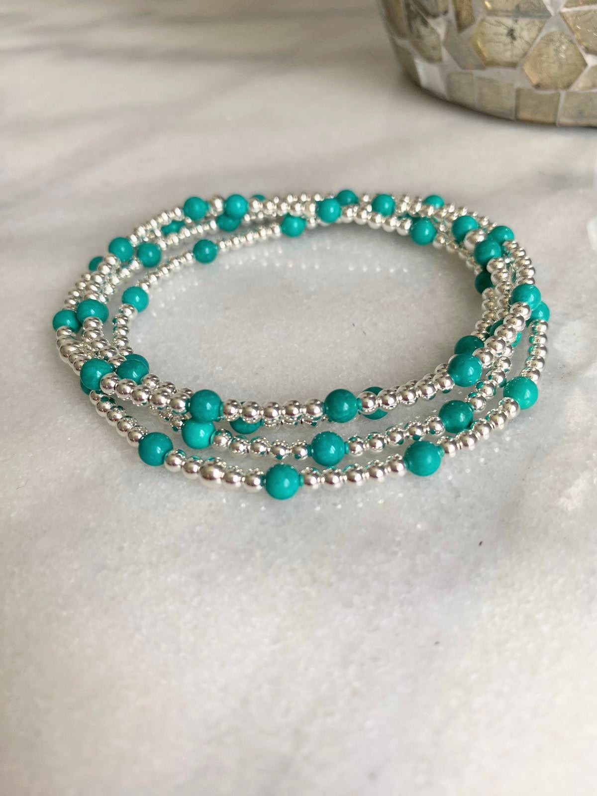 Turquoise and Sterling Silver Bracelet With Love Jewellery UK