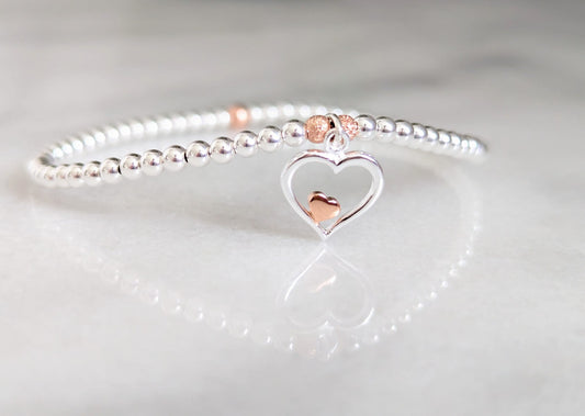 Sterling Silver Heart Stretch Bracelet