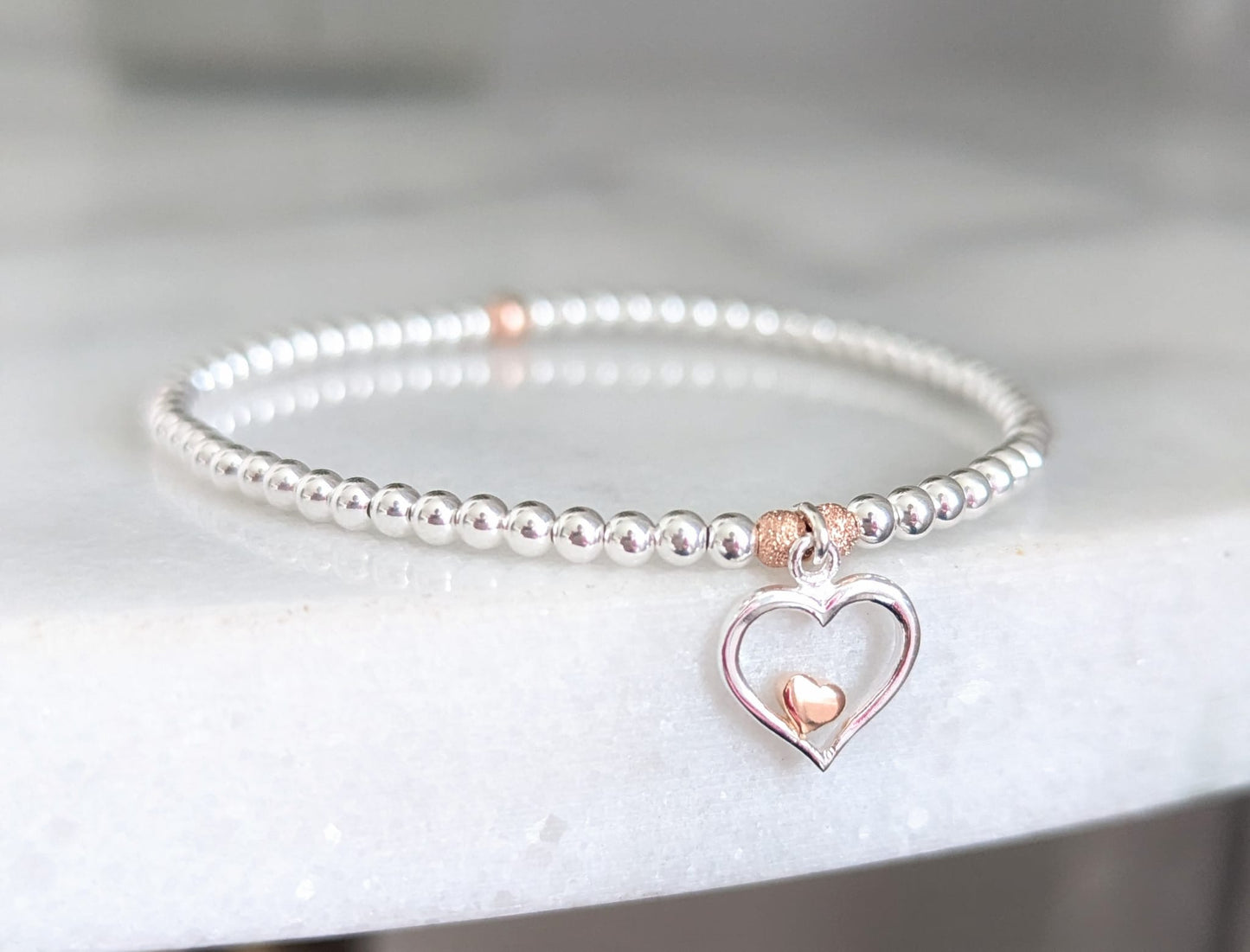 Sterling Silver Heart Stretch Bracelet