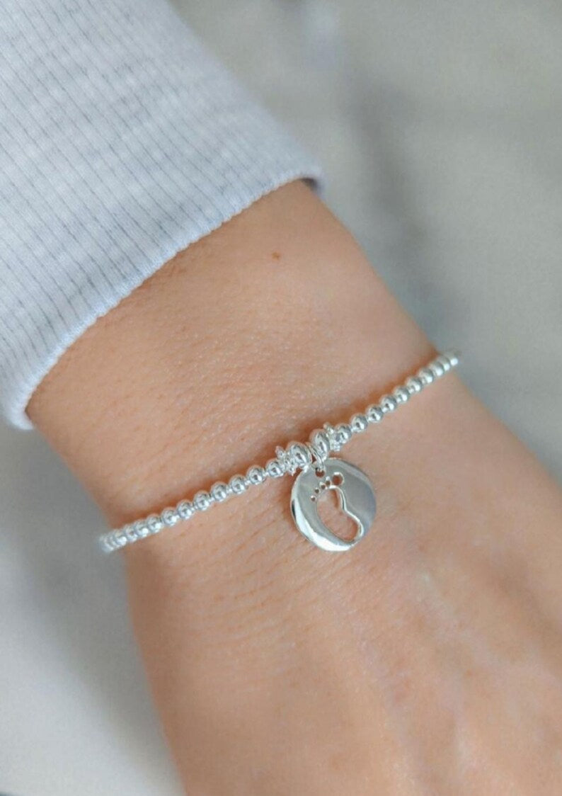 Sterling Silver Baby Footprint Bracelet