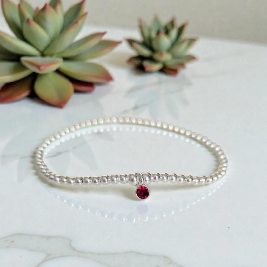 Sterling Silver January Birthstone Bracelet (Garnet)