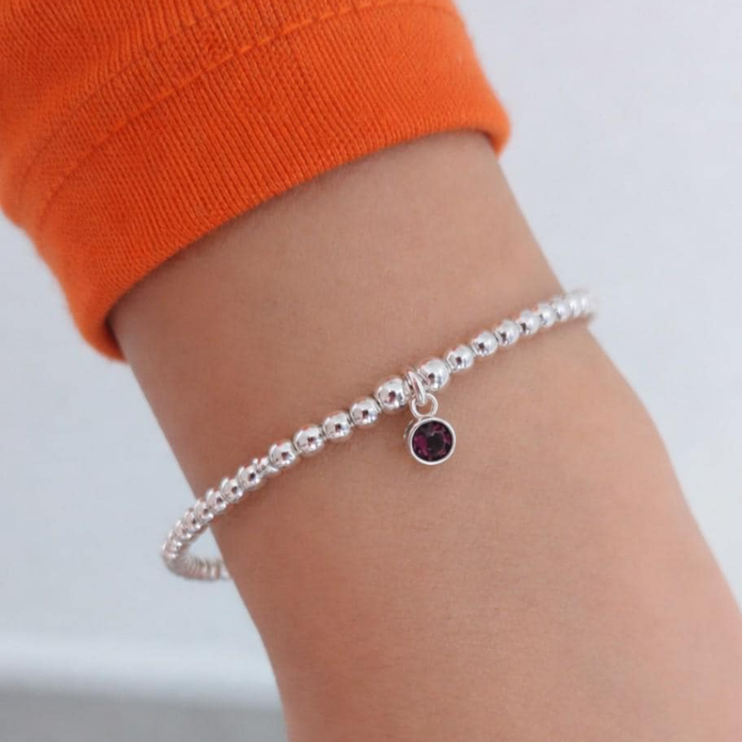 Sterling Silver February Birthstone Bracelet/Earrings (Amethyst)