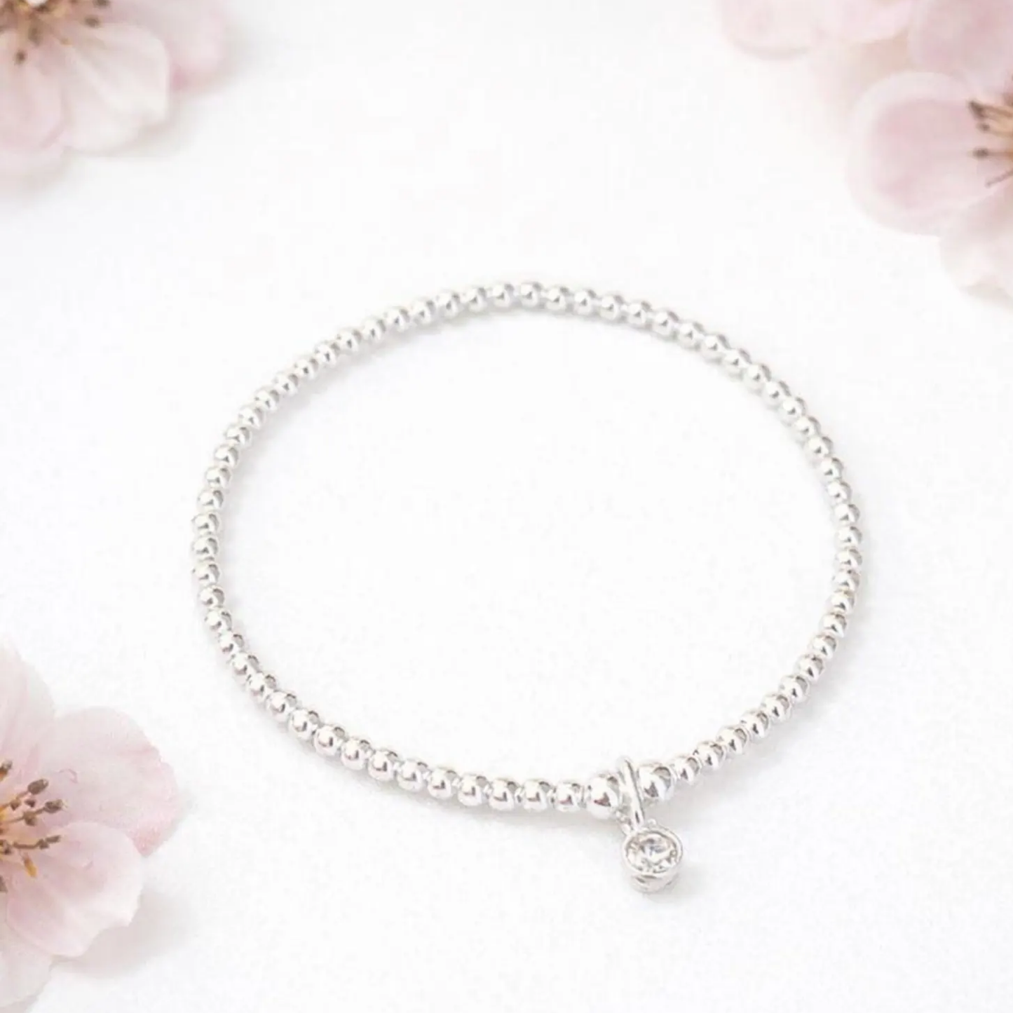Sterling Silver April Birthstone Bracelet (Clear Crystal)