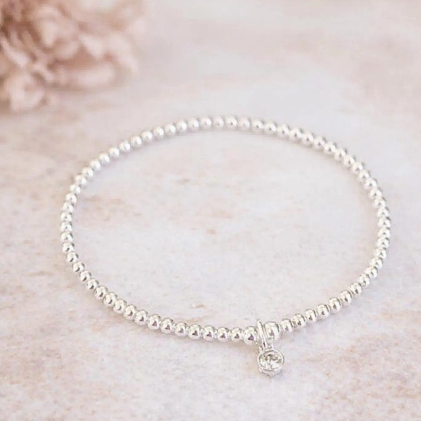 Sterling Silver April Birthstone Bracelet (Clear Crystal)