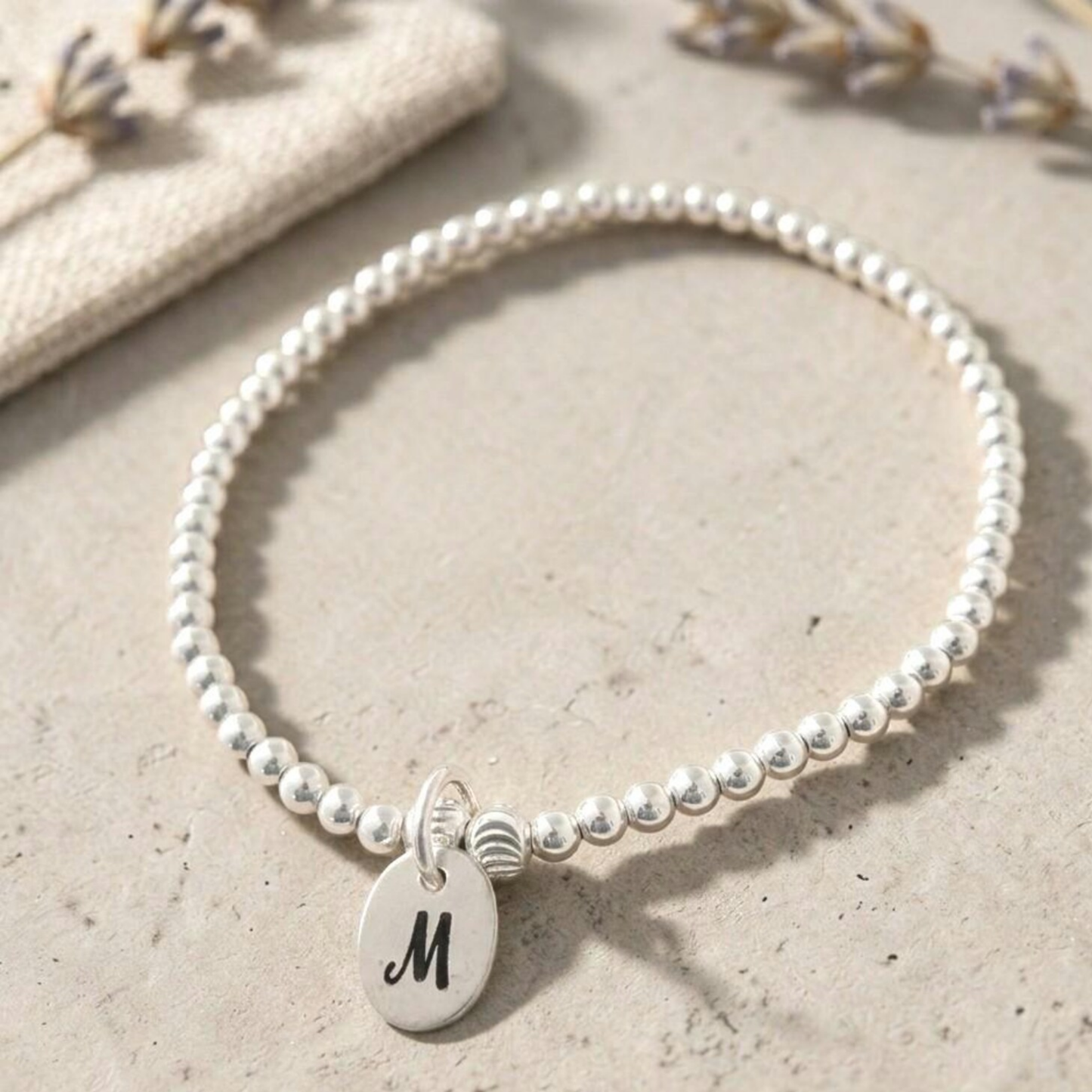 Personalised Engraved Initial Charm Bracelet