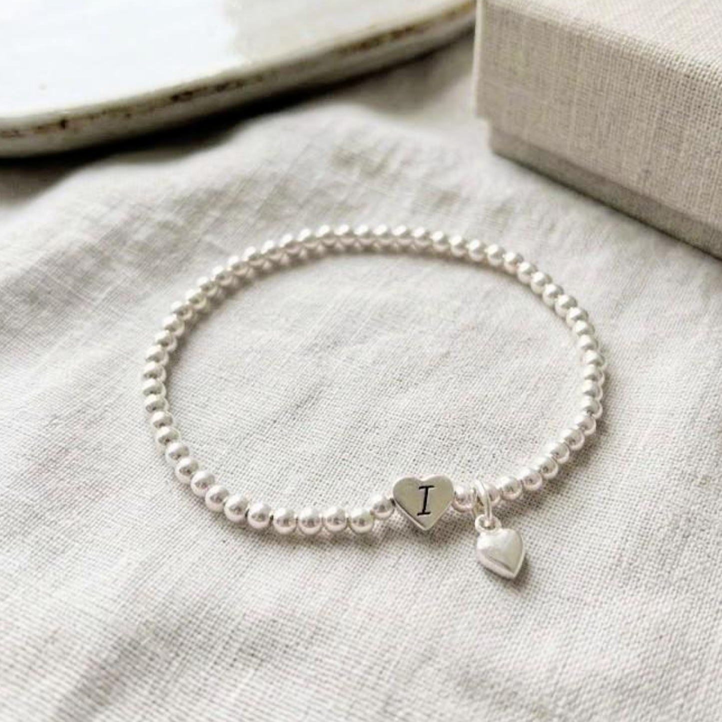 Prom Night 2026 Silver Filled Heart Initial Bracelet