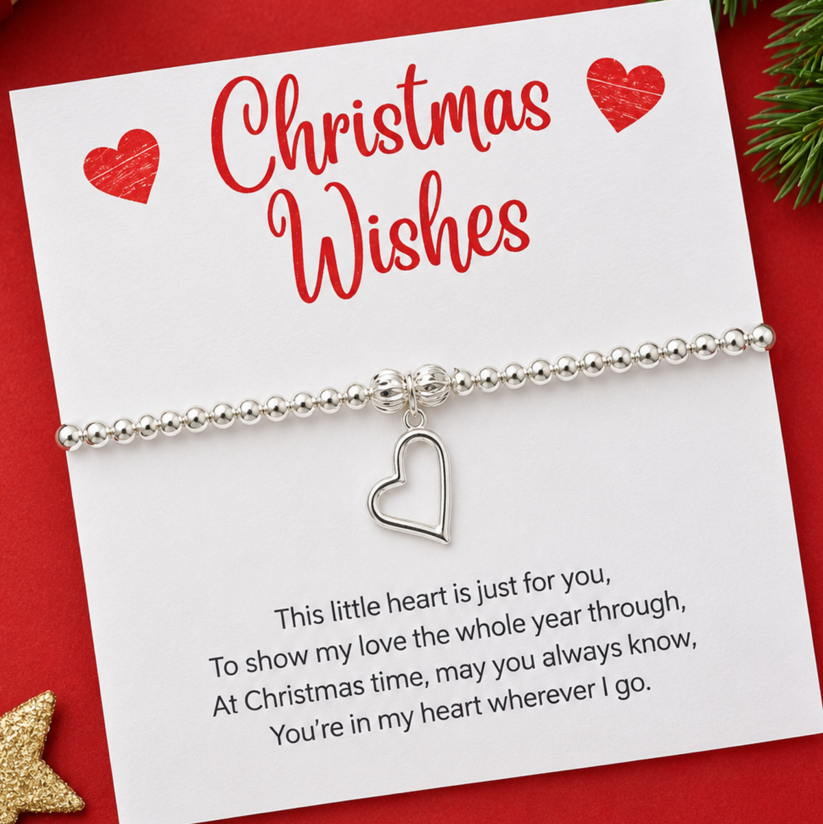 Christmas Wishes Heart Bracelet