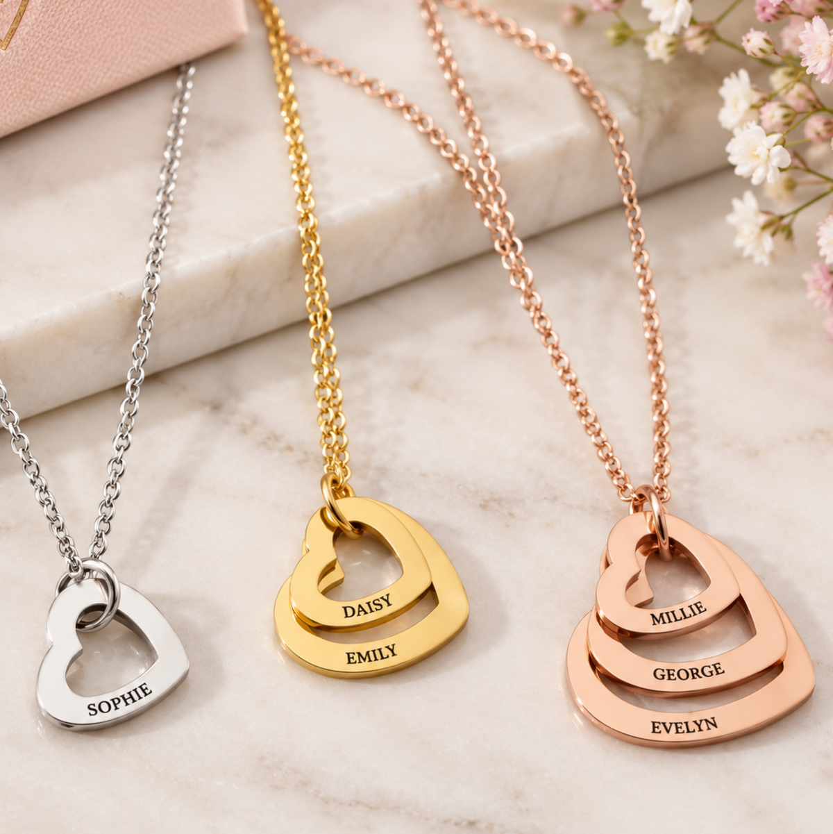 Personalised Name Heart Charm Necklace