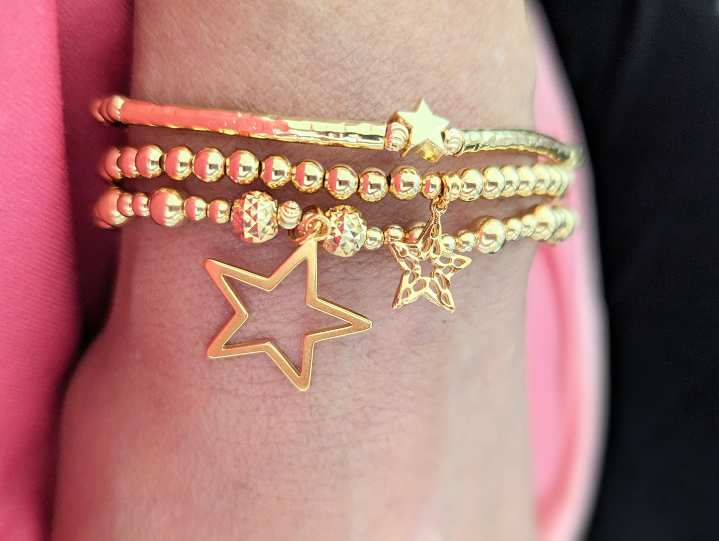 Gold Star Stack Bracelet Set