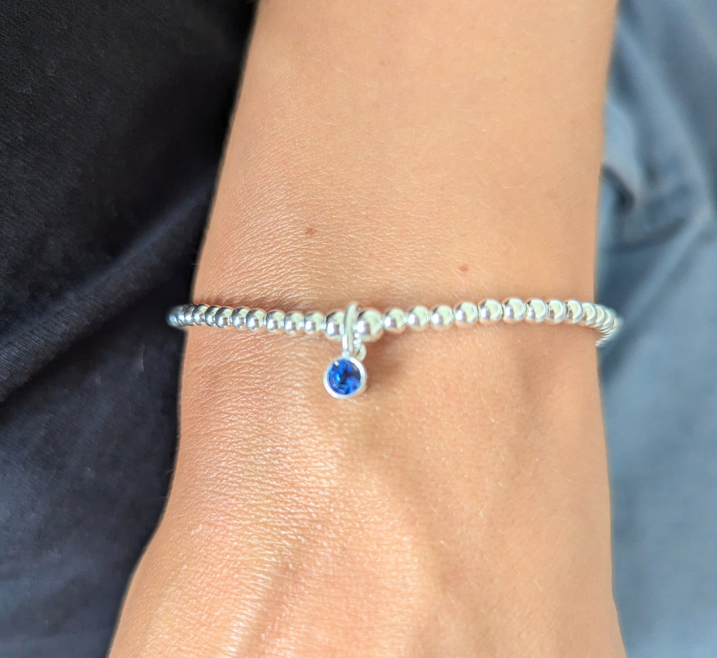 Sterling Silver September Birthday Bracelet (Sapphire)