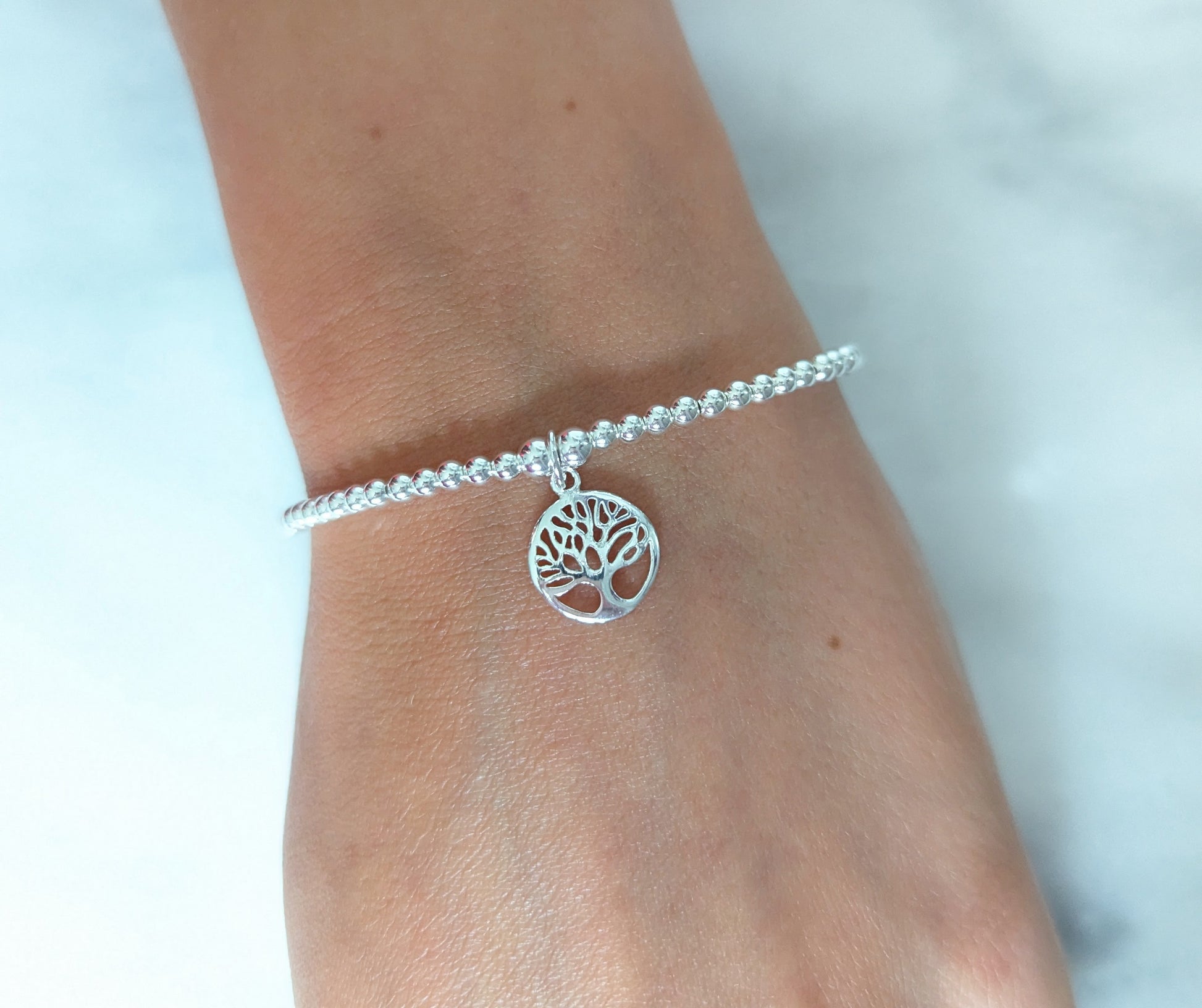 Sterling Silver Tree Of Life Bracelet With Love Jewellery UK