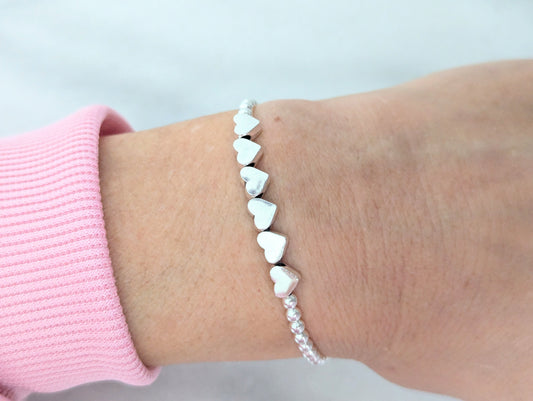 Silver Heart Milestone Birthday Bracelet (20th, 30th, 40th, 50th, 60th, 70th, 80th or 90th birthday)