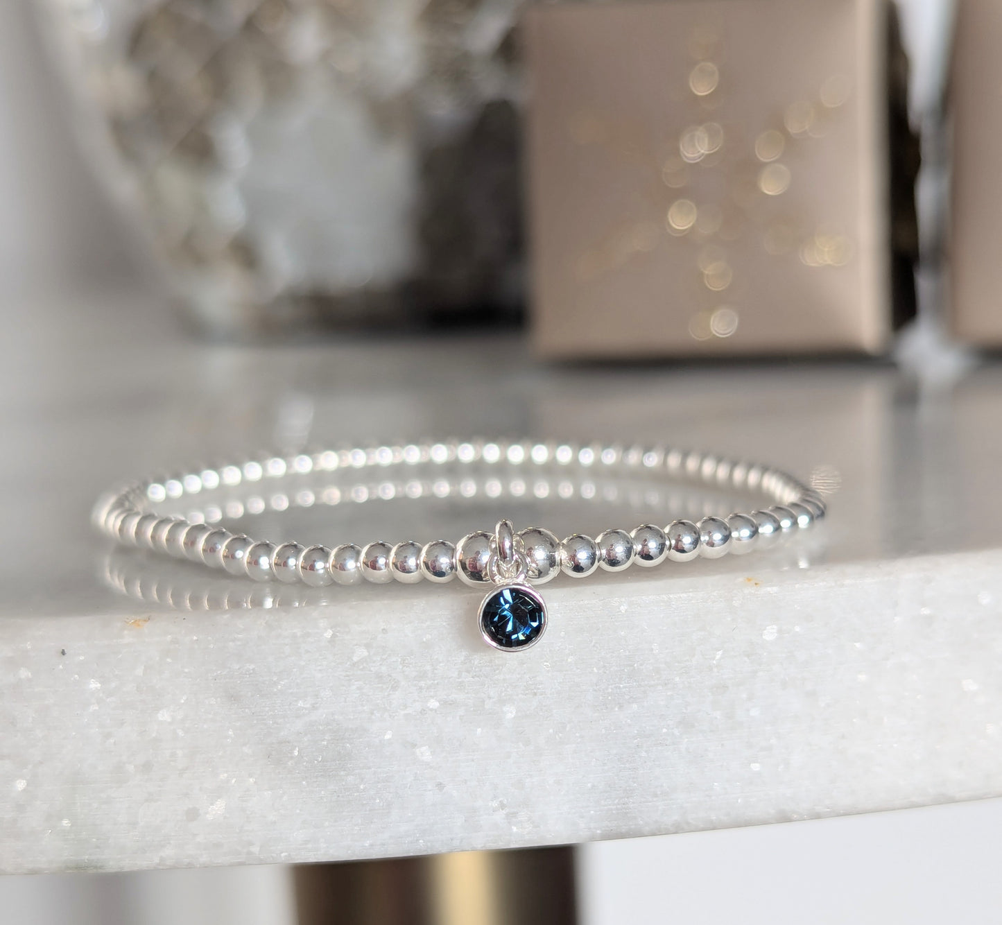 Sterling Silver December Birthday Bracelet (Blue Topaz)